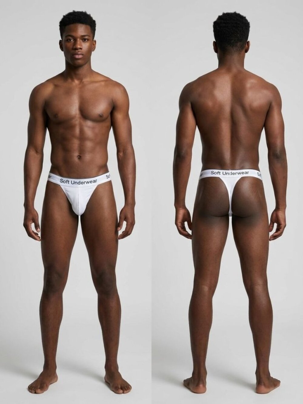 Set of 2 Soft Underwear White Ribbed Thongs For Men XL*Sexy*Sub*Gay**NIP